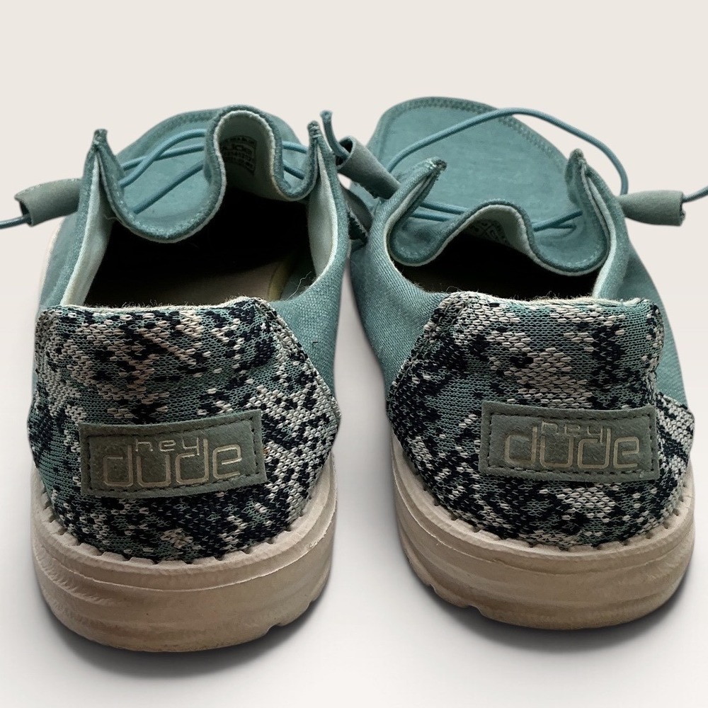 Hey Dude Wendy Stretch Fleece Teal Canvas Slip On Loafers Shoes Womens 9 - Picture 3 of 9